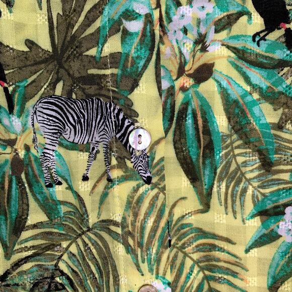 Jane + Delancey Safari Shirt Dress Jungle Animal Print Button Size Large - Picture 5 of 13